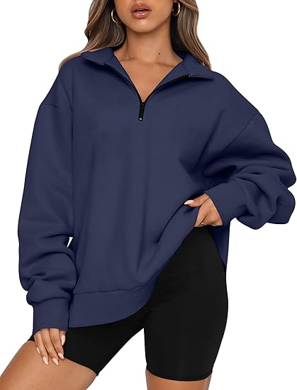 Womens Oversized Sweatshirts Fall Sweaters Fashion Hoodies Half Zip Pullover Long Sleeve Shirts Clothes