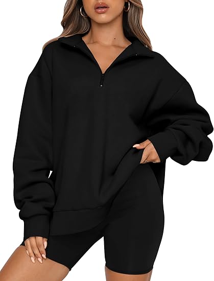 Womens Oversized Sweatshirts Fall Sweaters Fashion Hoodies Half Zip Pullover Long Sleeve Shirts Clothes