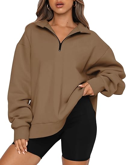 Womens Oversized Sweatshirts Fall Sweaters Fashion Hoodies Half Zip Pullover Long Sleeve Shirts Clothes