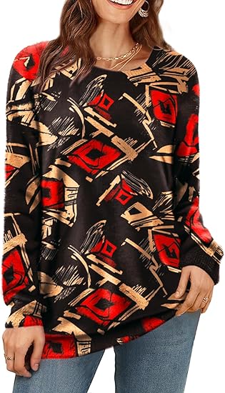 Women Christmas Sweater Graphic Printed Oversized Pullover Sweaters Casual Loose Knit Tops S01